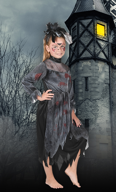 Zombie Braut Kleid Kind schwarz